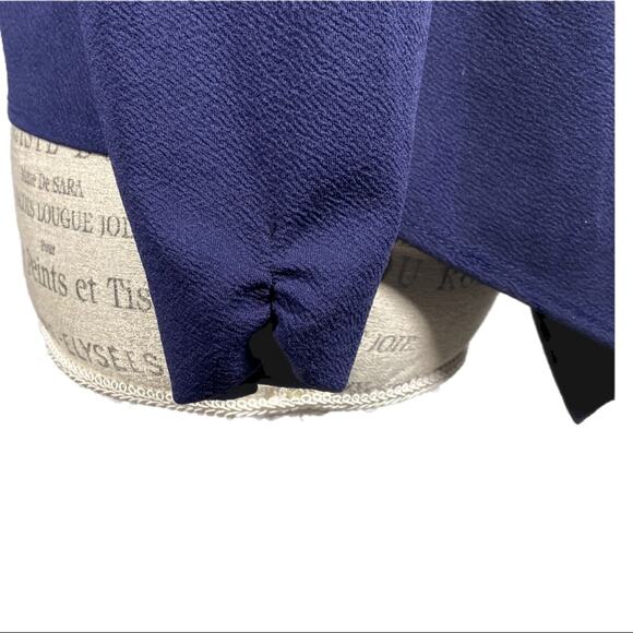 Michelle Lynn Dark Blue Draped Open Front Lightweight Long Sleeve Cardigan Small - Picture 3 of 8